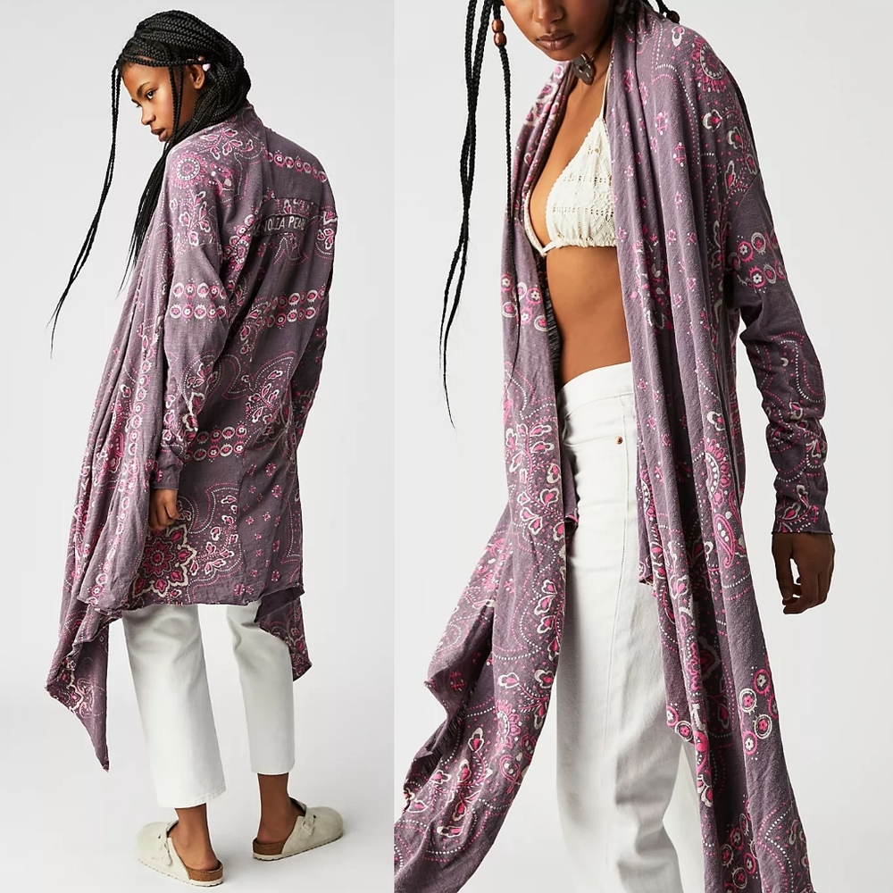 New magnolia pearl stargazer cardi purple pink bandana cardigan OS Karesa ithaca - Picture 2 of 16